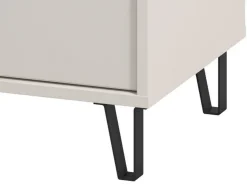 Comodino Beige Nero un Ripiano 2 Cassetti 48x40x52h cm, Apertura Scorrevole - Scarlino