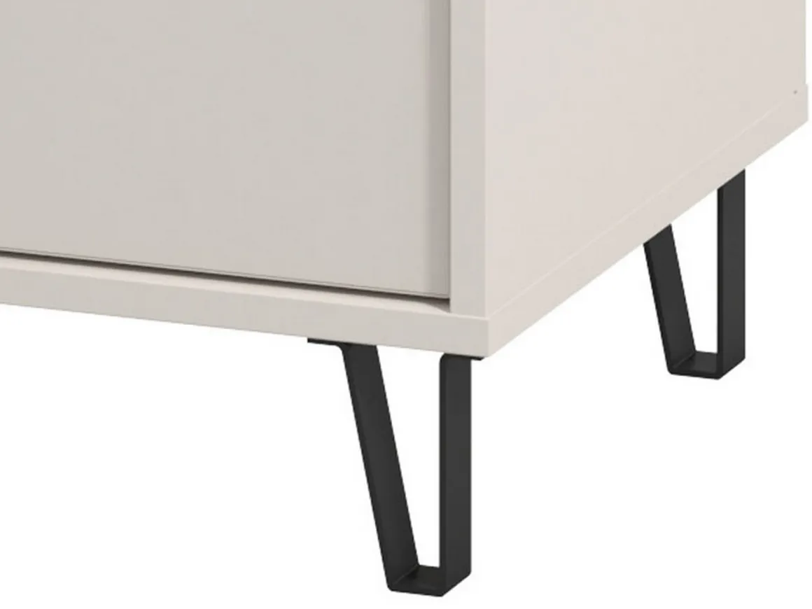 Comodino Beige Nero un Ripiano 2 Cassetti 48x40x52h cm, Apertura Scorrevole - Scarlino