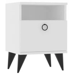 Comodino Bianco Apertura Battente Un'anta 40x40x50h cm, Chiusura Battente - Maenza
