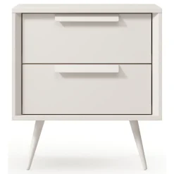 Comodini > Dmora Comodino 2 Cassetti un Ripiano 52x40x57h cm, Apertura Scorrevole - Garo Bianco Cashmere
