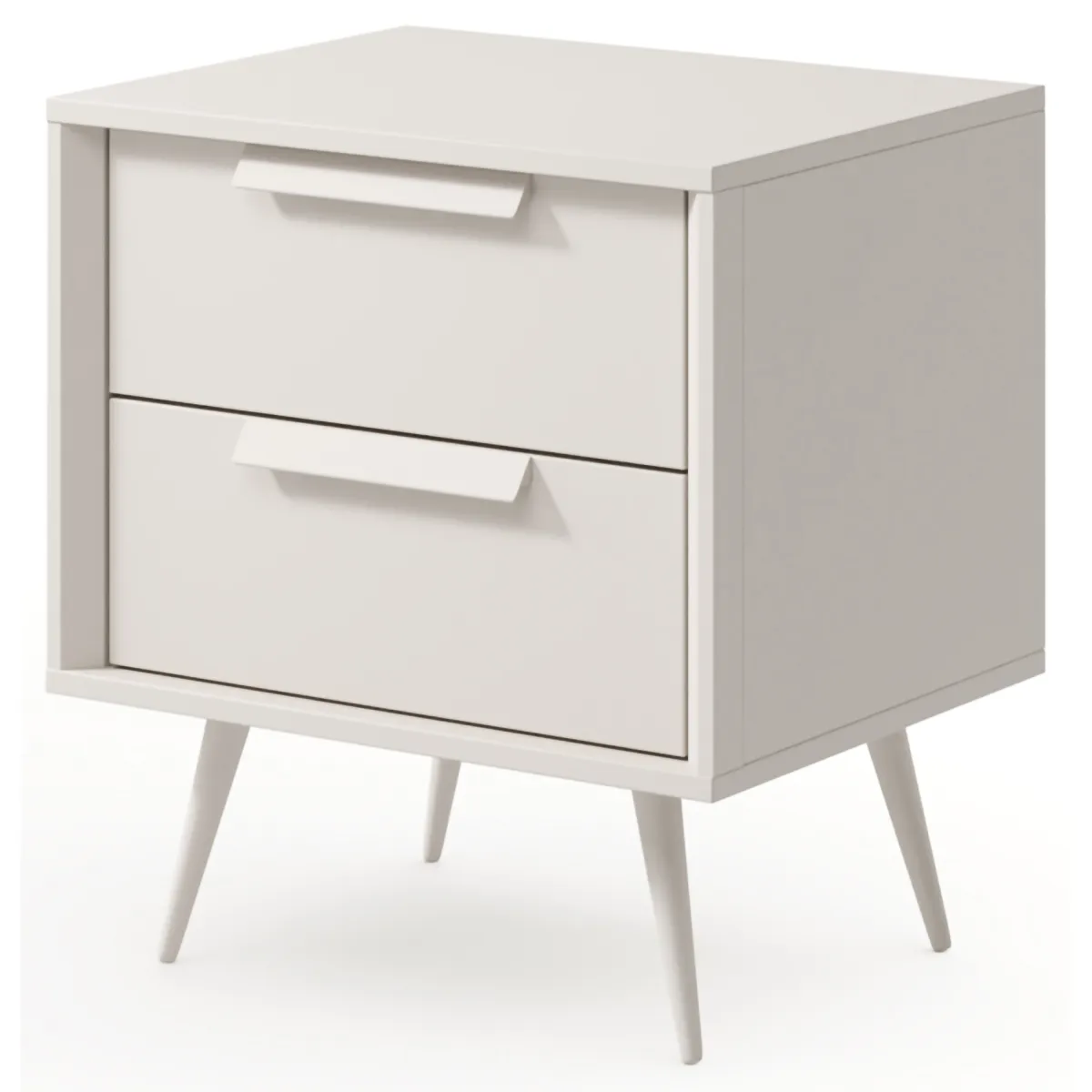 Comodini > Dmora Comodino 2 Cassetti un Ripiano 52x40x57h cm, Apertura Scorrevole - Garo Bianco Cashmere