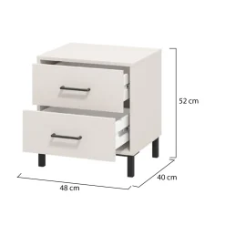 Comodini > Dmora Comodino Bianco Crema Nero un Ripiano 2 Cassetti 48x40x52h cm, Apertura Scorrevole - Clanezzo Nero, Bianco Crema