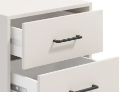 Comodini > Dmora Comodino Bianco Crema Nero un Ripiano 2 Cassetti 48x40x52h cm, Apertura Scorrevole - Clanezzo Nero, Bianco Crema