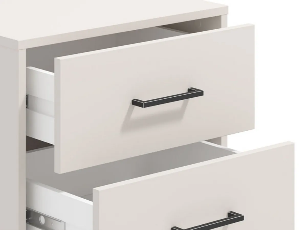 Comodini > Dmora Comodino Bianco Crema Nero un Ripiano 2 Cassetti 48x40x52h cm, Apertura Scorrevole - Clanezzo Nero, Bianco Crema