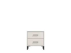 Comodini > Dmora Comodino Bianco Crema Nero un Ripiano 2 Cassetti 48x40x52h cm, Apertura Scorrevole - Clanezzo Nero, Bianco Crema