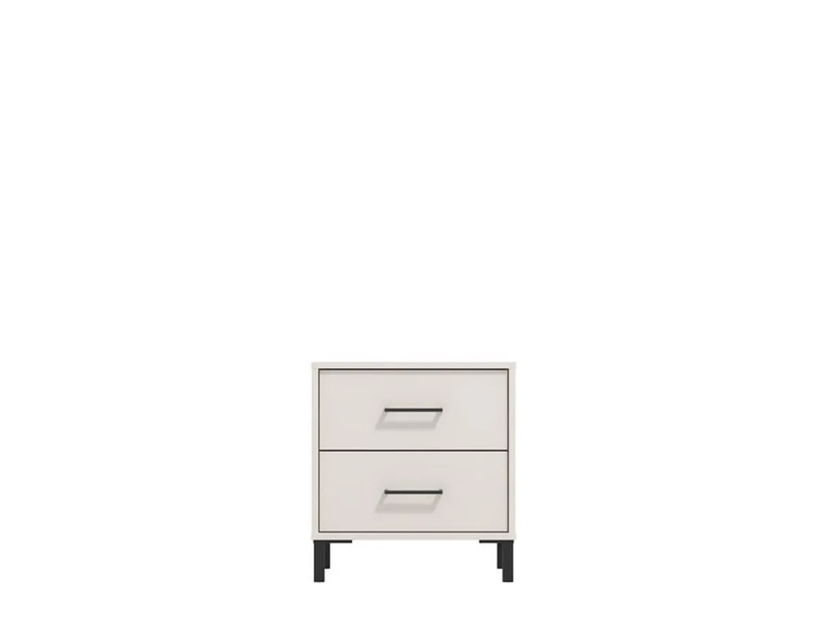 Comodini > Dmora Comodino Bianco Crema Nero un Ripiano 2 Cassetti 48x40x52h cm, Apertura Scorrevole - Clanezzo Nero, Bianco Crema
