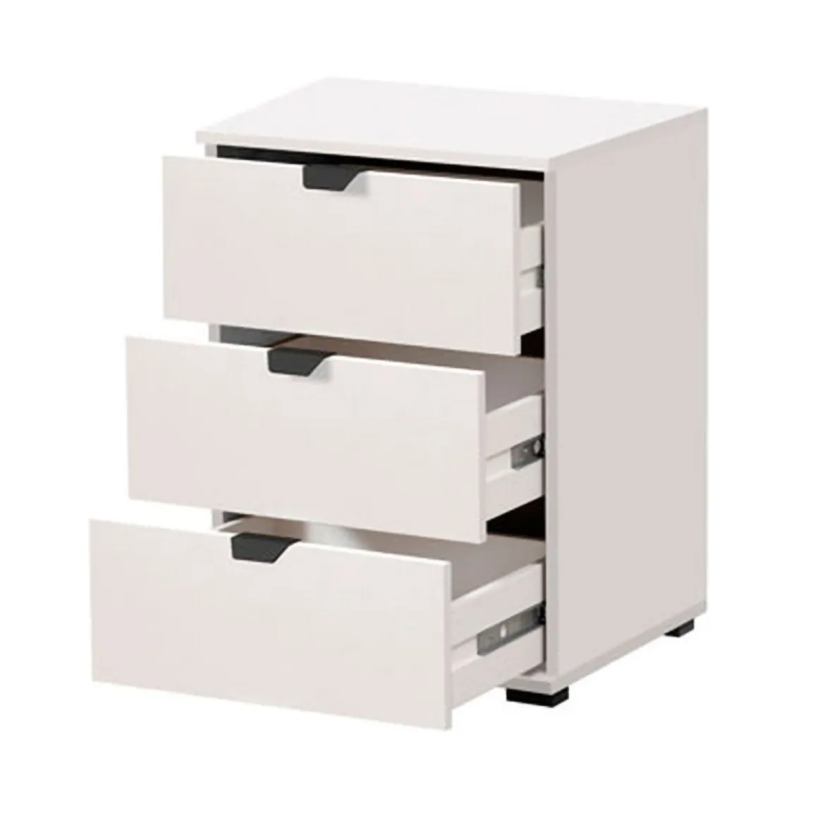Comodino Bianco Crema Nero un Ripiano 3 Cassetti 45x40x63h cm, Apertura Scorrevole - Talana