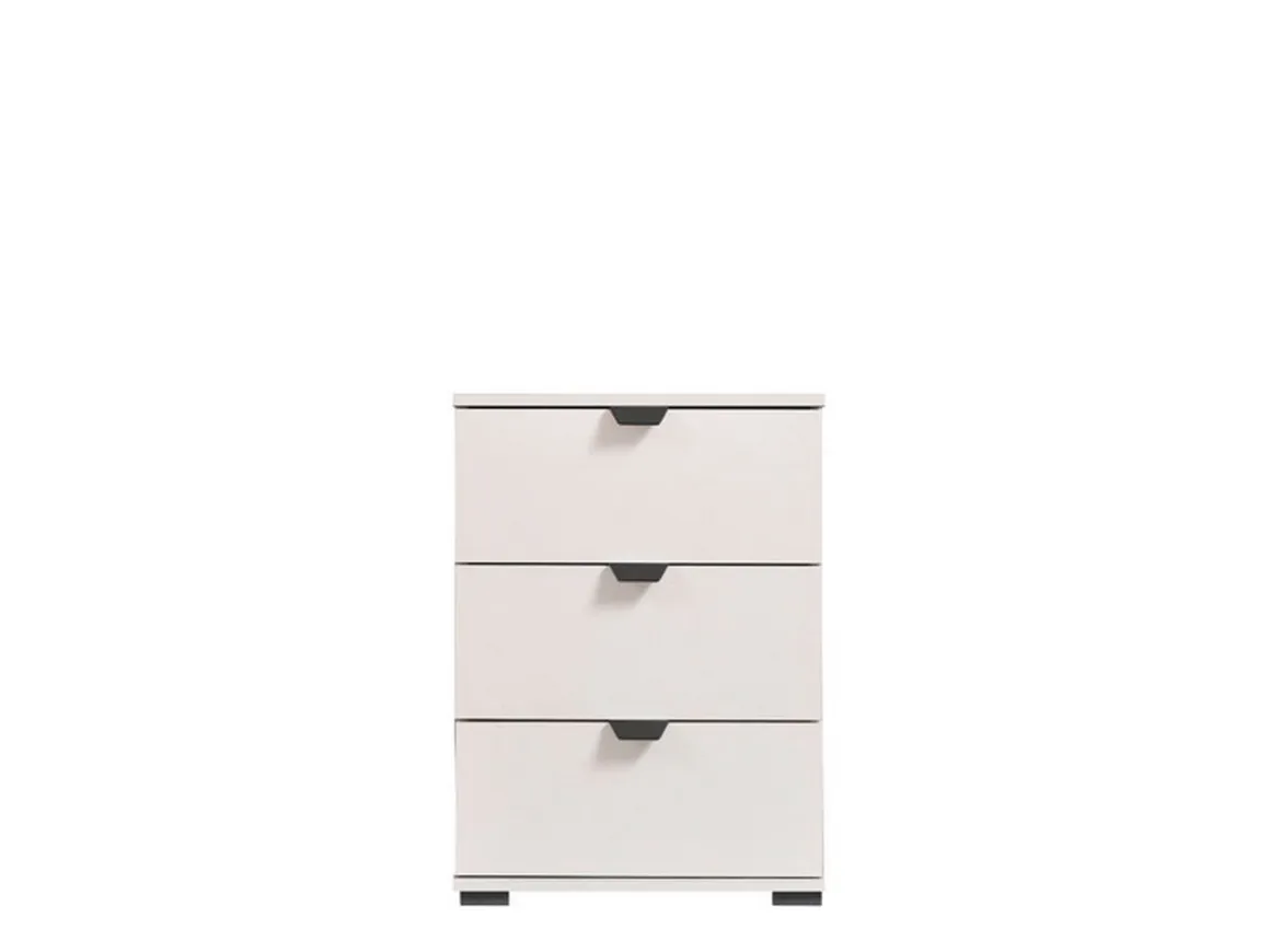 Comodino Bianco Crema Nero un Ripiano 3 Cassetti 45x40x63h cm, Apertura Scorrevole - Talana