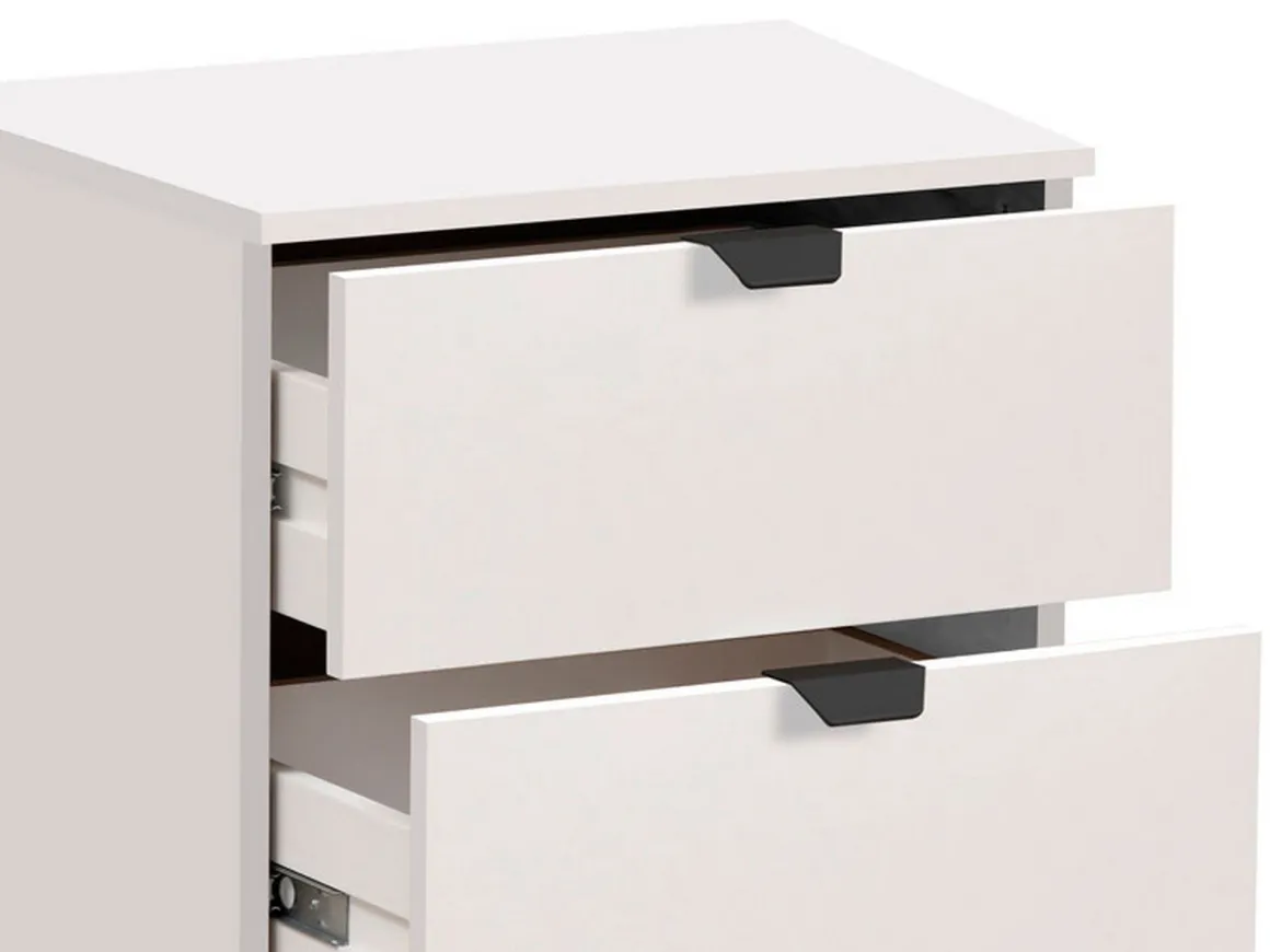 Comodino Bianco Crema Nero un Ripiano 3 Cassetti 45x40x63h cm, Apertura Scorrevole - Talana