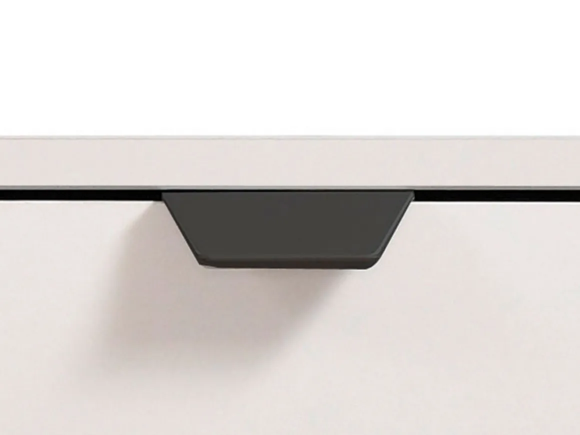 Comodino Bianco Crema Nero un Ripiano 3 Cassetti 45x40x63h cm, Apertura Scorrevole - Talana
