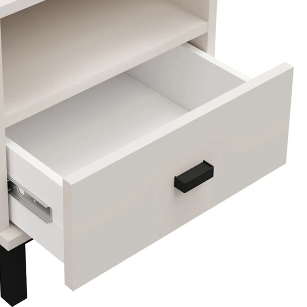 Comodini > Dmora Comodino un Cassetto 2 Ripiani 39x35x45h cm, Apertura Scorrevole - Ghadam Bianco Crema