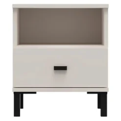 Comodini > Dmora Comodino un Cassetto 2 Ripiani 39x35x45h cm, Apertura Scorrevole - Ghadam Bianco Crema