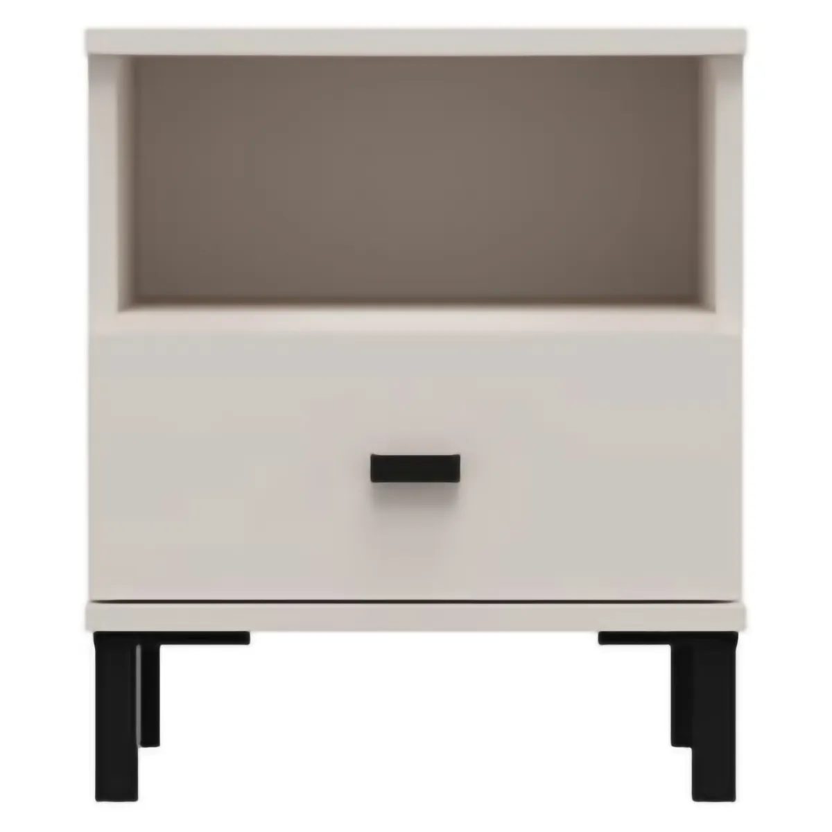 Comodini > Dmora Comodino un Cassetto 2 Ripiani 39x35x45h cm, Apertura Scorrevole - Ghadam Bianco Crema