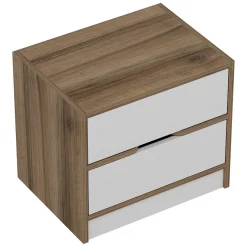 Comodino Bianco Marrone Noce 4 Cassetti Apertura Scorrevole 54x40x47h cm, Chiusura Scorrevole - Legnago