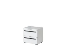 Comodini > Dmora Comodino Bianco Nero 2 Cassetti un Ripiano 44.5x33.5x42.5h cm, Apertura Scorrevole - Mosso Nero, Bianco