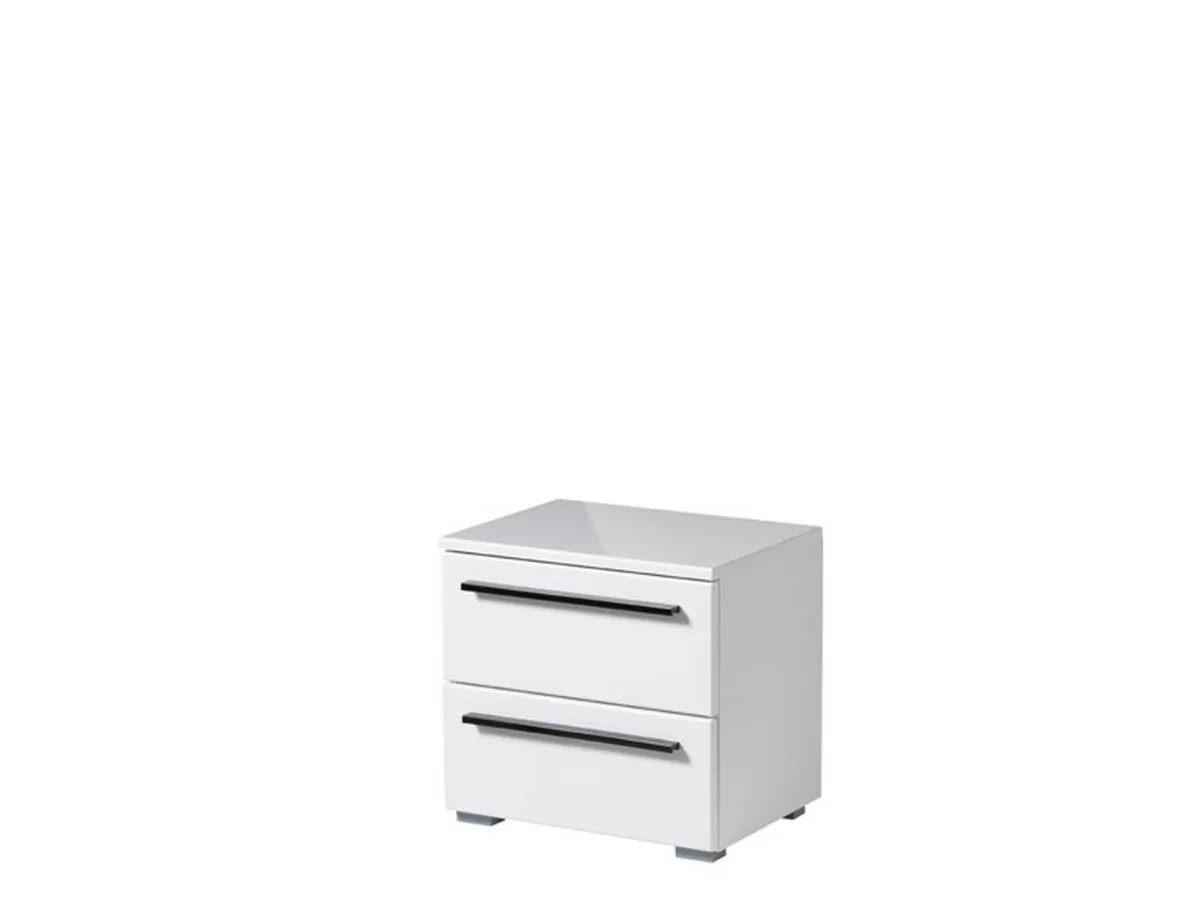 Comodini > Dmora Comodino Bianco Nero 2 Cassetti un Ripiano 44.5x33.5x42.5h cm, Apertura Scorrevole - Mosso Nero, Bianco