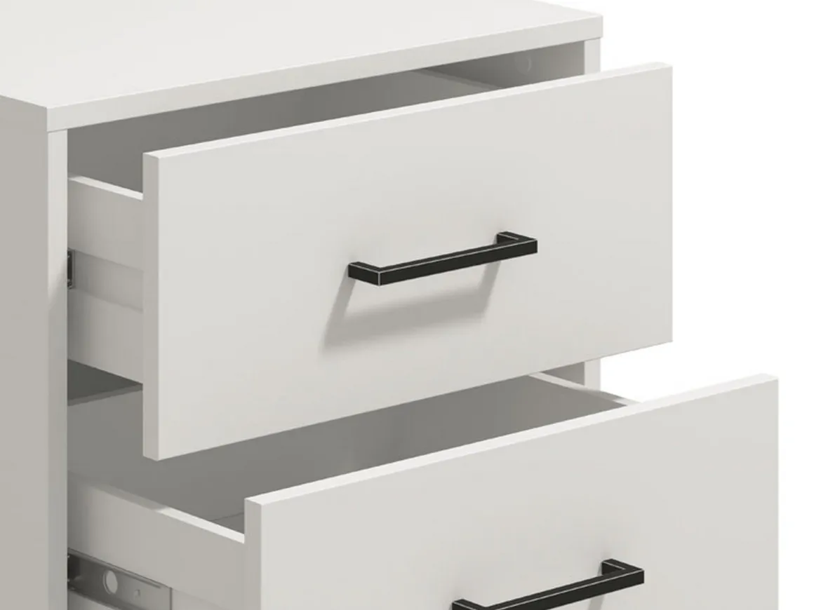 Comodini > Dmora Comodino Bianco Nero un Ripiano 2 Cassetti 48x40x55h cm, Apertura Scorrevole - Combatte Nero, Bianco