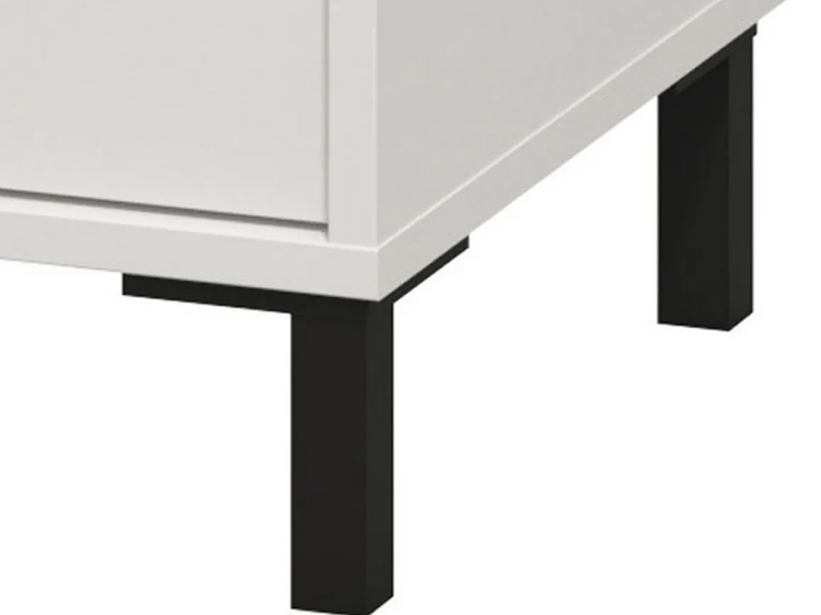 Comodini > Dmora Comodino Bianco Nero un Ripiano 2 Cassetti 48x40x55h cm, Apertura Scorrevole - Combatte Nero, Bianco