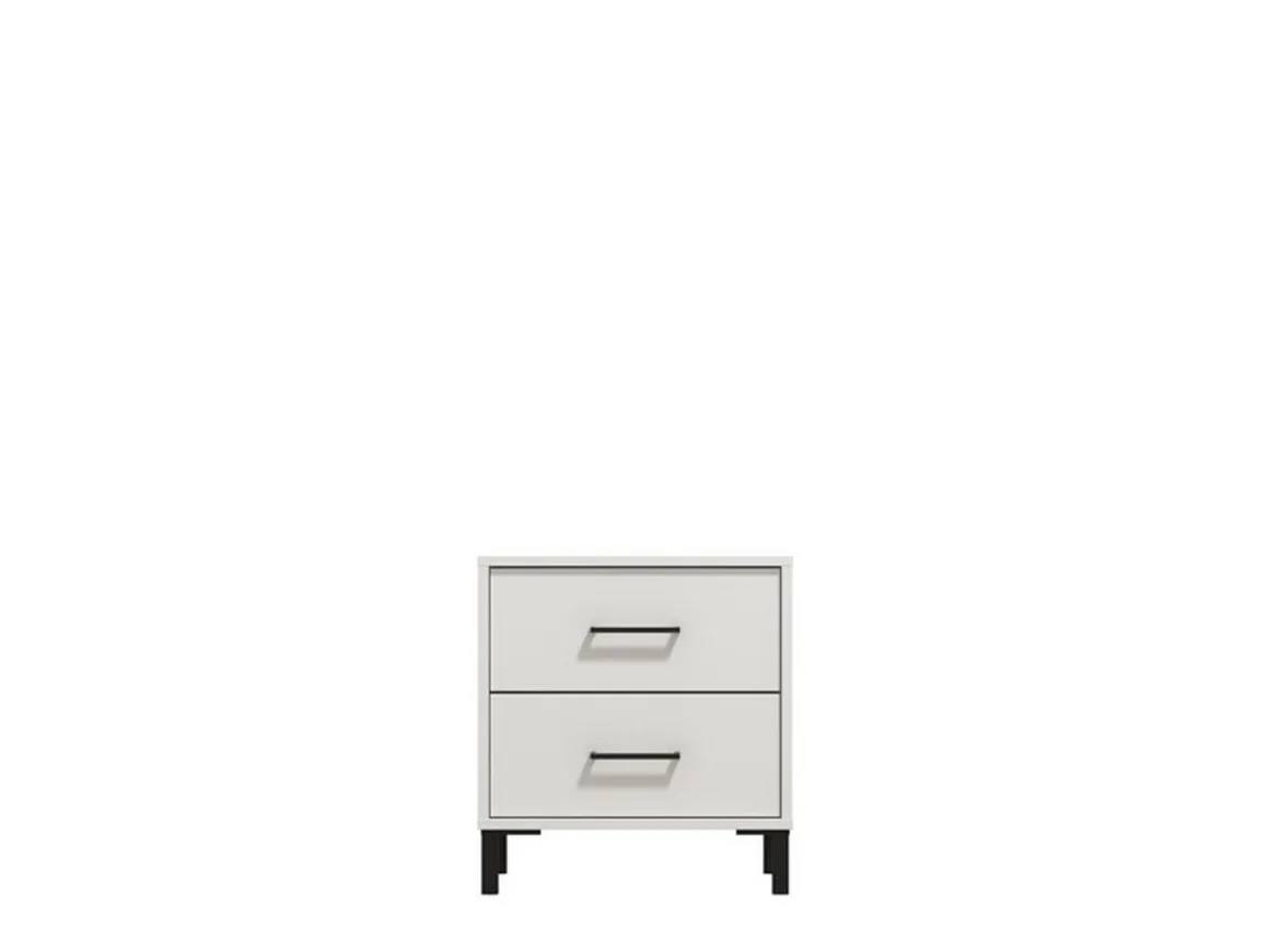 Comodini > Dmora Comodino Bianco Nero un Ripiano 2 Cassetti 48x40x55h cm, Apertura Scorrevole - Combatte Nero, Bianco