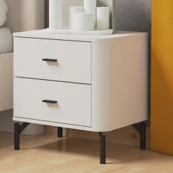 Comodino Bianco Nero un Ripiano 2 Cassetti 51.5x40x56h cm, Apertura Scorrevole - Salara