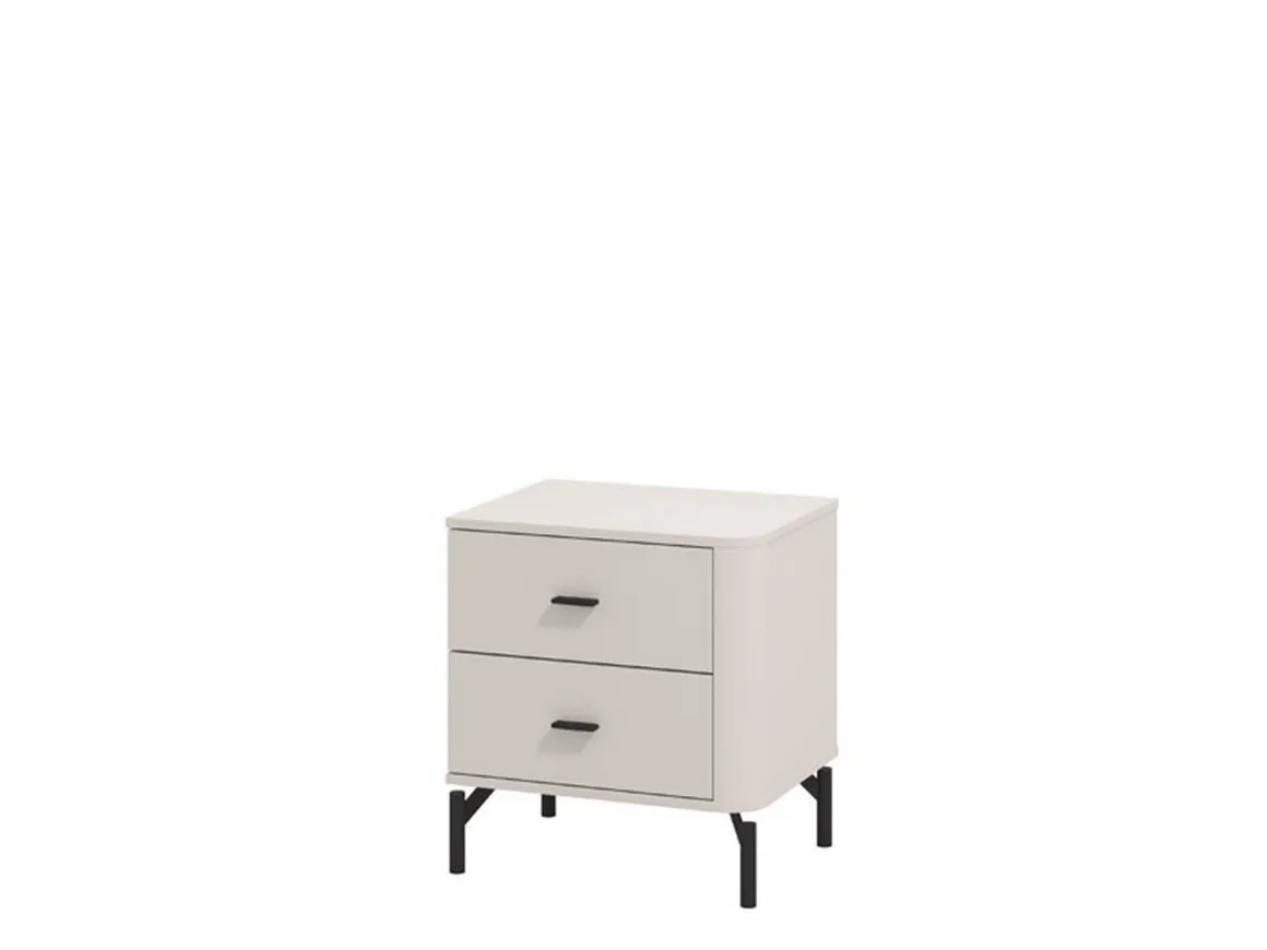 Comodino Bianco Nero un Ripiano 2 Cassetti 51.5x40x56h cm, Apertura Scorrevole - Salara