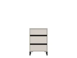 Comodino Bianco Nero un Ripiano 3 Cassetti 48x40x71h cm, Apertura Scorrevole - Combatte