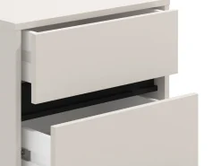 Comodino Bianco Nero un Ripiano 3 Cassetti 48x40x71h cm, Apertura Scorrevole - Combatte