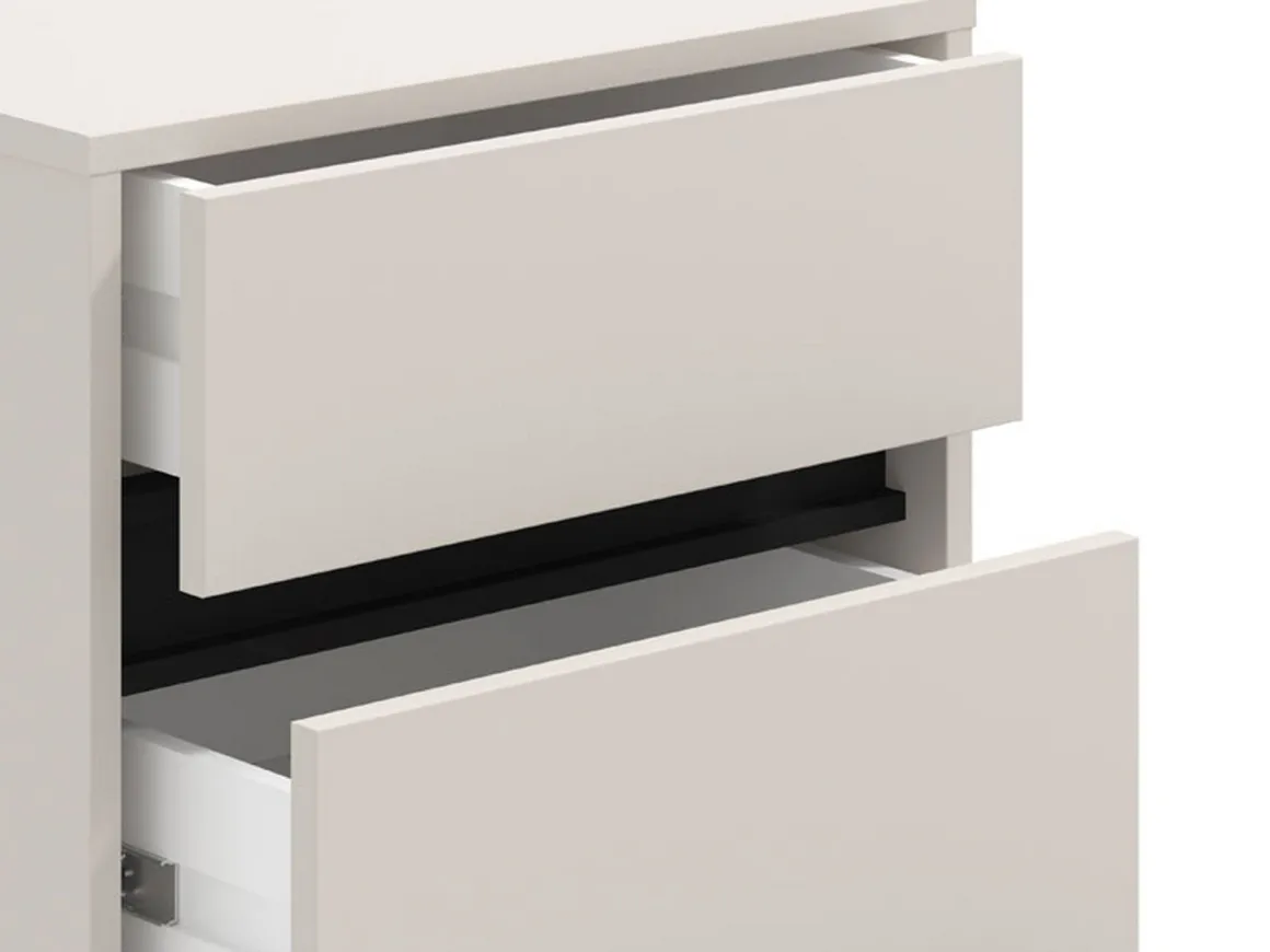 Comodino Bianco Nero un Ripiano 3 Cassetti 48x40x71h cm, Apertura Scorrevole - Combatte