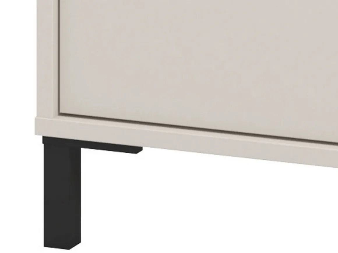 Comodino Bianco Nero un Ripiano 3 Cassetti 48x40x71h cm, Apertura Scorrevole - Combatte
