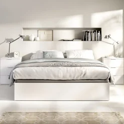 Comodino Bianco un Ripiano 3 Cassetti 34x42x57h cm, Apertura Scorrevole - Sturgis