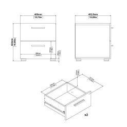 Comodini > Dmora Comodino 2 cassetti 40x40x42h cm - Apolla Bianco