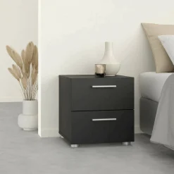 Comodini > Dmora Comodino 2 cassetti 40x40x42h cm - Apolla Nero