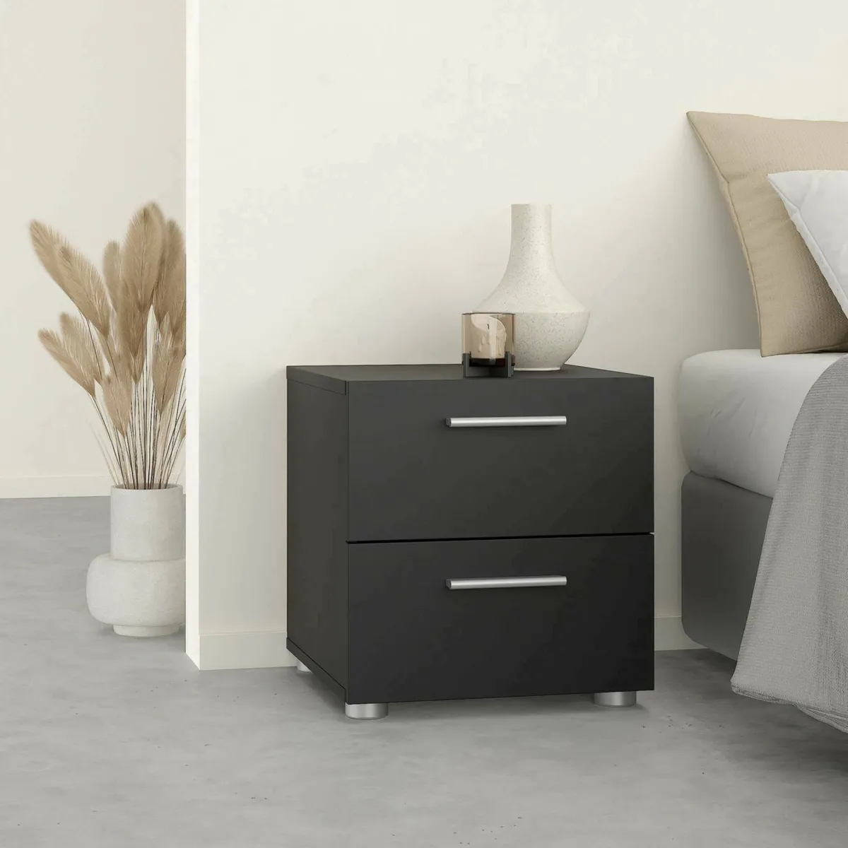 Comodini > Dmora Comodino 2 cassetti 40x40x42h cm - Apolla Nero