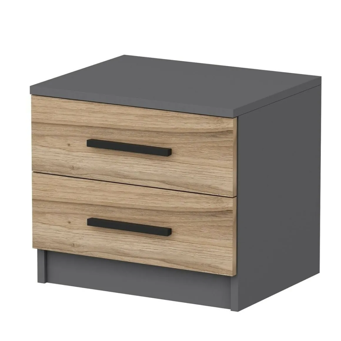 Comodino 2 cassetti noce e nero 50x47x40h cm - Iune