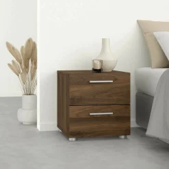 Comodini > Dmora Comodino 2 cassetti noce 40x40x42h cm - Apolla Marrone Noce