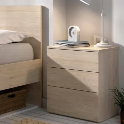 Comodino 3 cassetti rovere 52x34x58h cm - Arnold