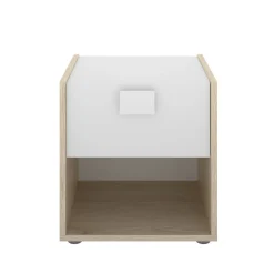 Comodini|Camera Da Letto > Dmora Comodino 1 cassetto bianco e rovere 40x33x42h cm - Artica Marrone, Bianco Rovere