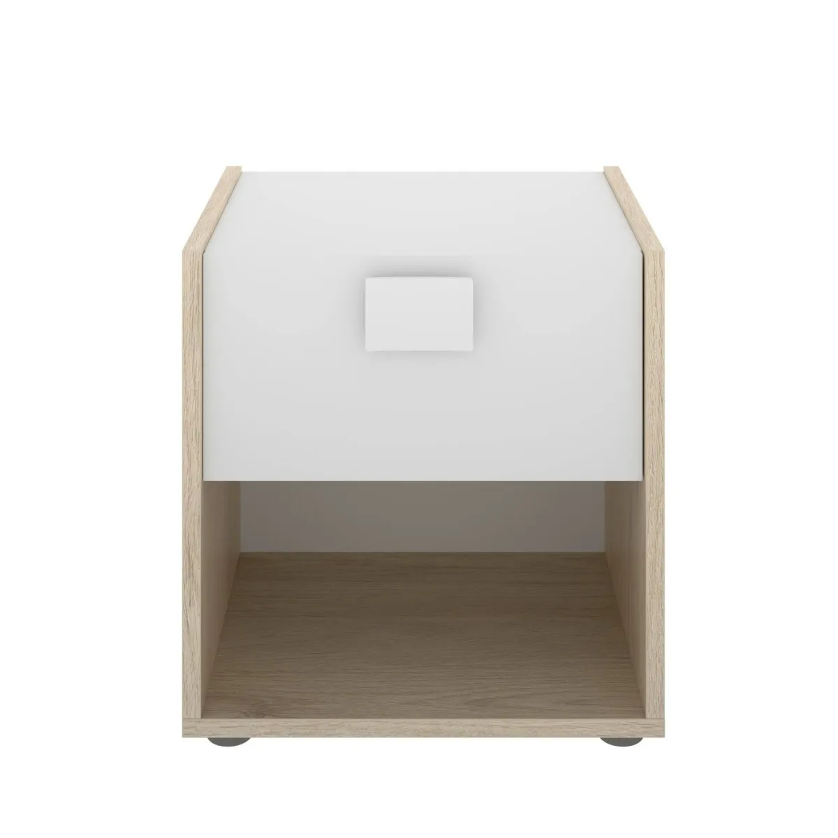 Comodini|Camera Da Letto > Dmora Comodino 1 cassetto bianco e rovere 40x33x42h cm - Artica Marrone, Bianco Rovere