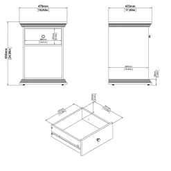 Comodino 1 cassetto bianco 47x43x63h cm - Pascal