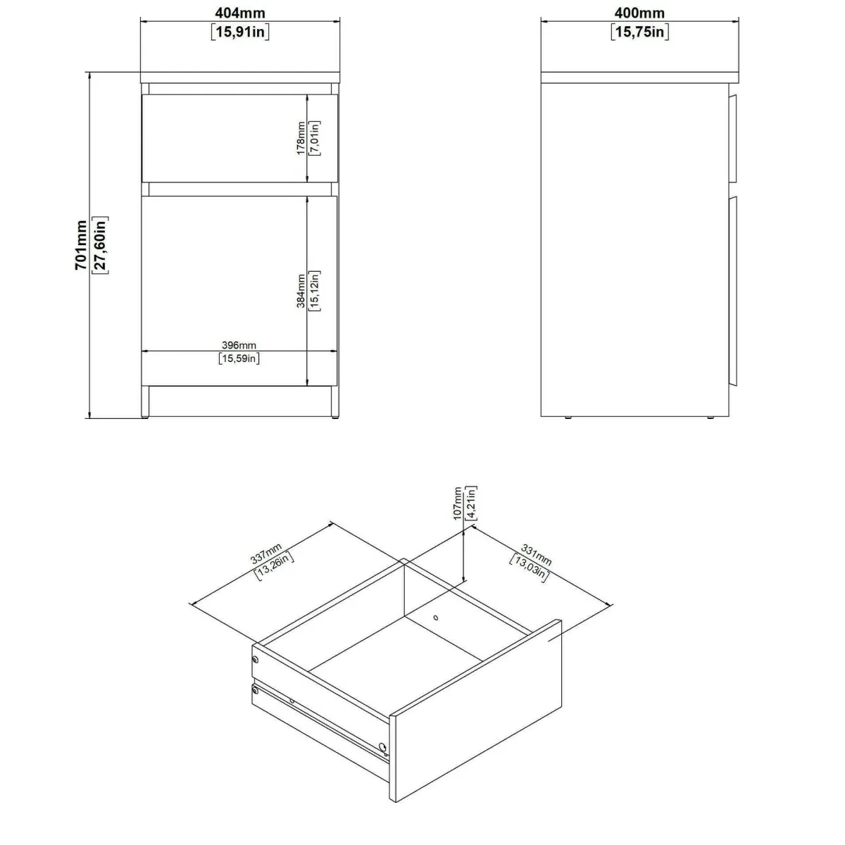 Comodini > Dmora Comodino 1 cassetto rovere 40x40x70h cm - Delfini Marrone Rovere