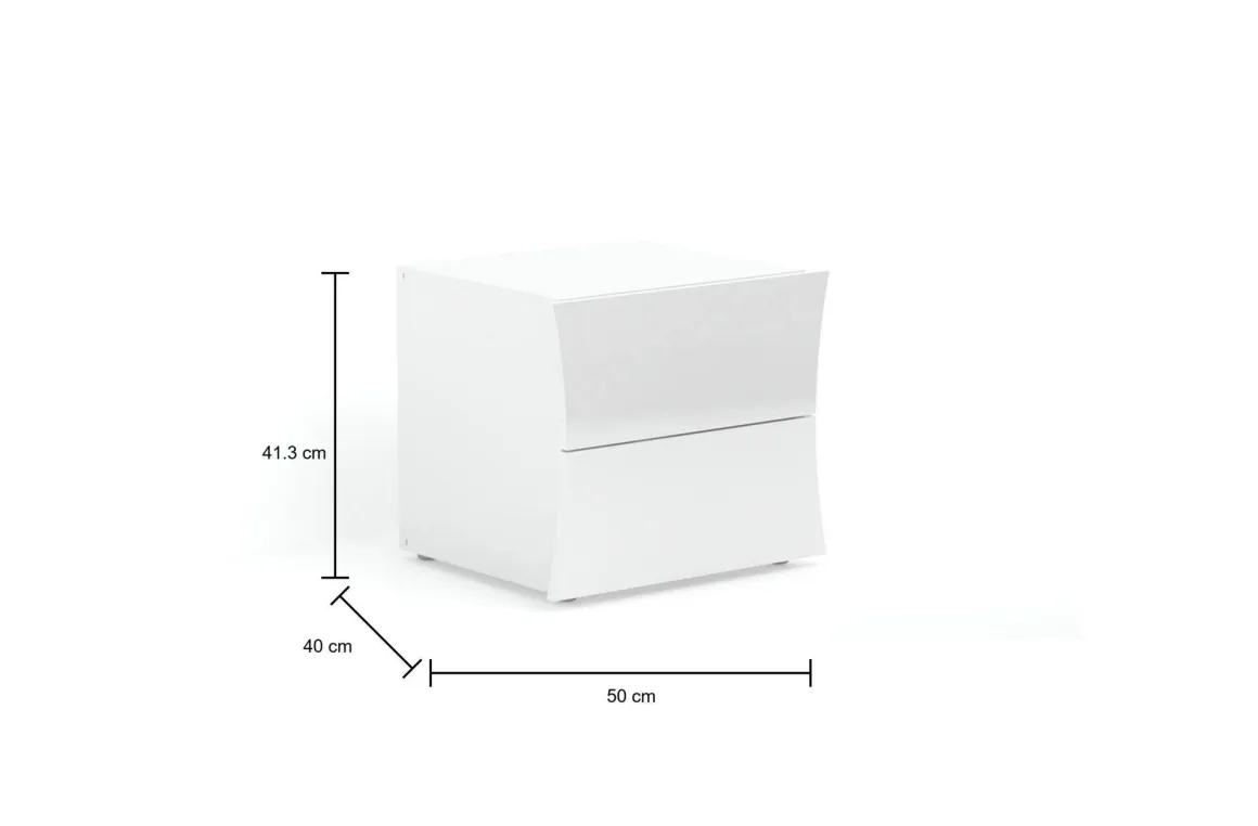 Comodino chic bianco lucido 50x40x41h cm - Aku