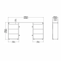 Comodini > Dmora Comodino classico cemento e bianco lucido 164x26x79h cm - Delfino Bianco Lucido, Grigio Cemento