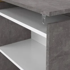 Comodini > Dmora Comodino classico cemento e bianco lucido 164x26x79h cm - Delfino Bianco Lucido, Grigio Cemento