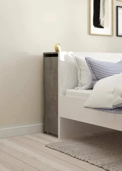 Comodini > Dmora Comodino classico cemento e bianco lucido 164x26x79h cm - Delfino Bianco Lucido, Grigio Cemento
