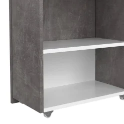 Comodini > Dmora Comodino classico cemento e bianco lucido 164x26x79h cm - Delfino Bianco Lucido, Grigio Cemento