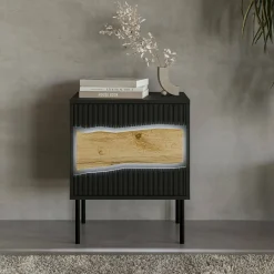 Comodini > Dmora Comodino classico 50x40x61h cm - Set di 2 comodini Ussana Nero