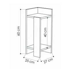 Comodino classico tortora 25x27x60h cm - Germana