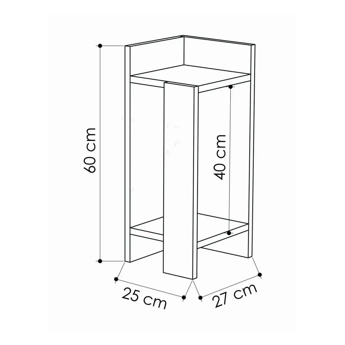 Comodino classico tortora 25x27x60h cm - Germana