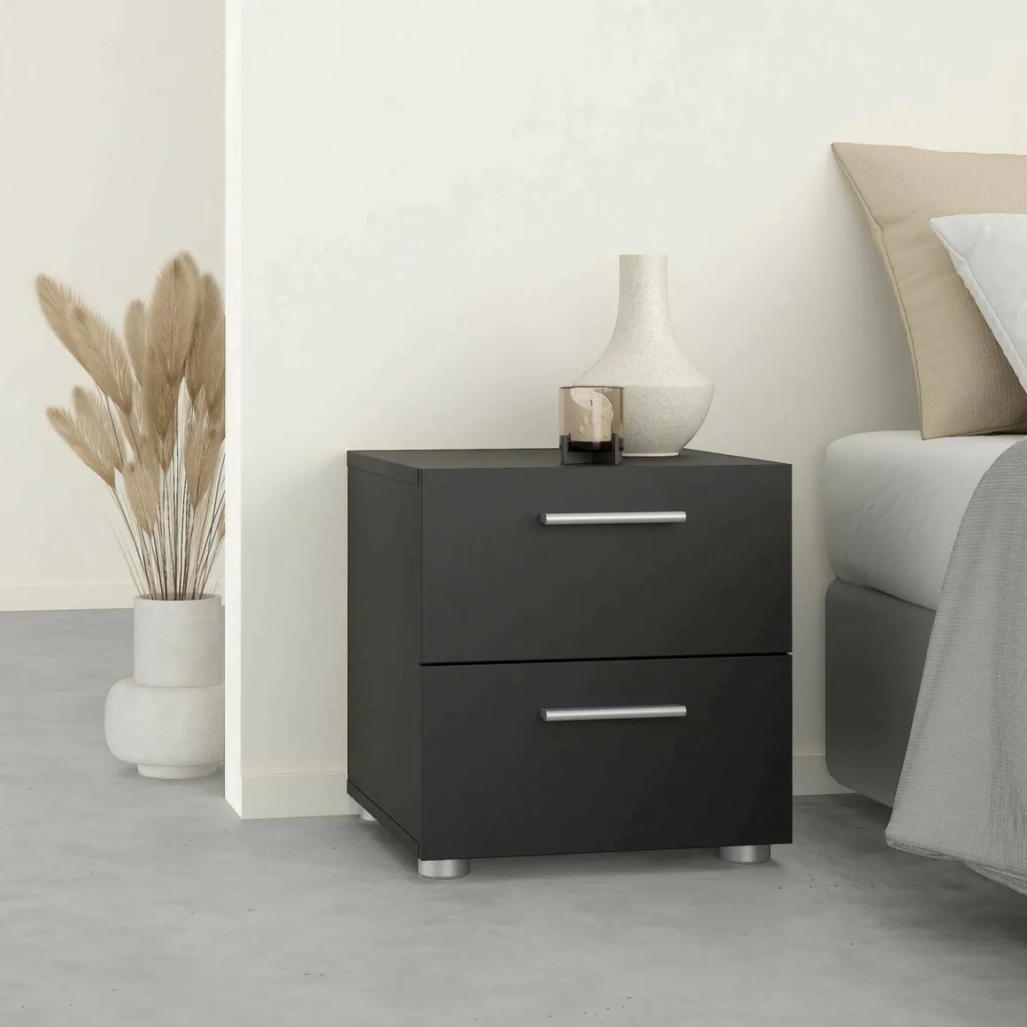 Comodino design nero 40x40x42h cm - Fedora