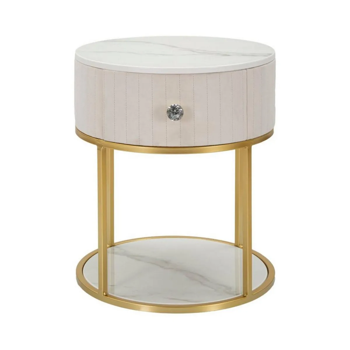 Comodini > Dmora Comodino Gerhard, 42x42 h48 cm, Crema e Bianco Bianco, Bianco Crema
